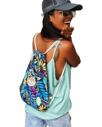 Leaves String backpack blue