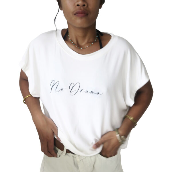 No Drama flow cropped top White