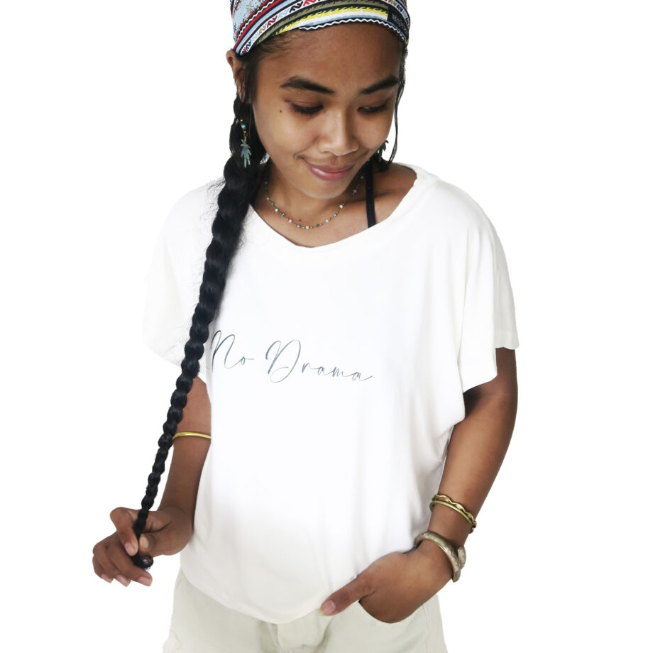 No Drama flow cropped top White